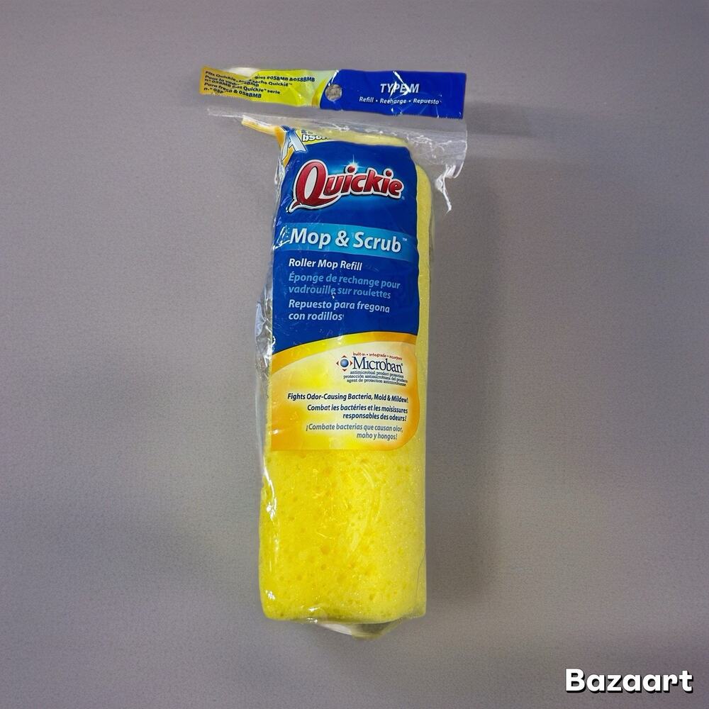 New Quickie Mop & Scrub Roller Mop Refill Type M Fits Mop 058MB And 058BMB